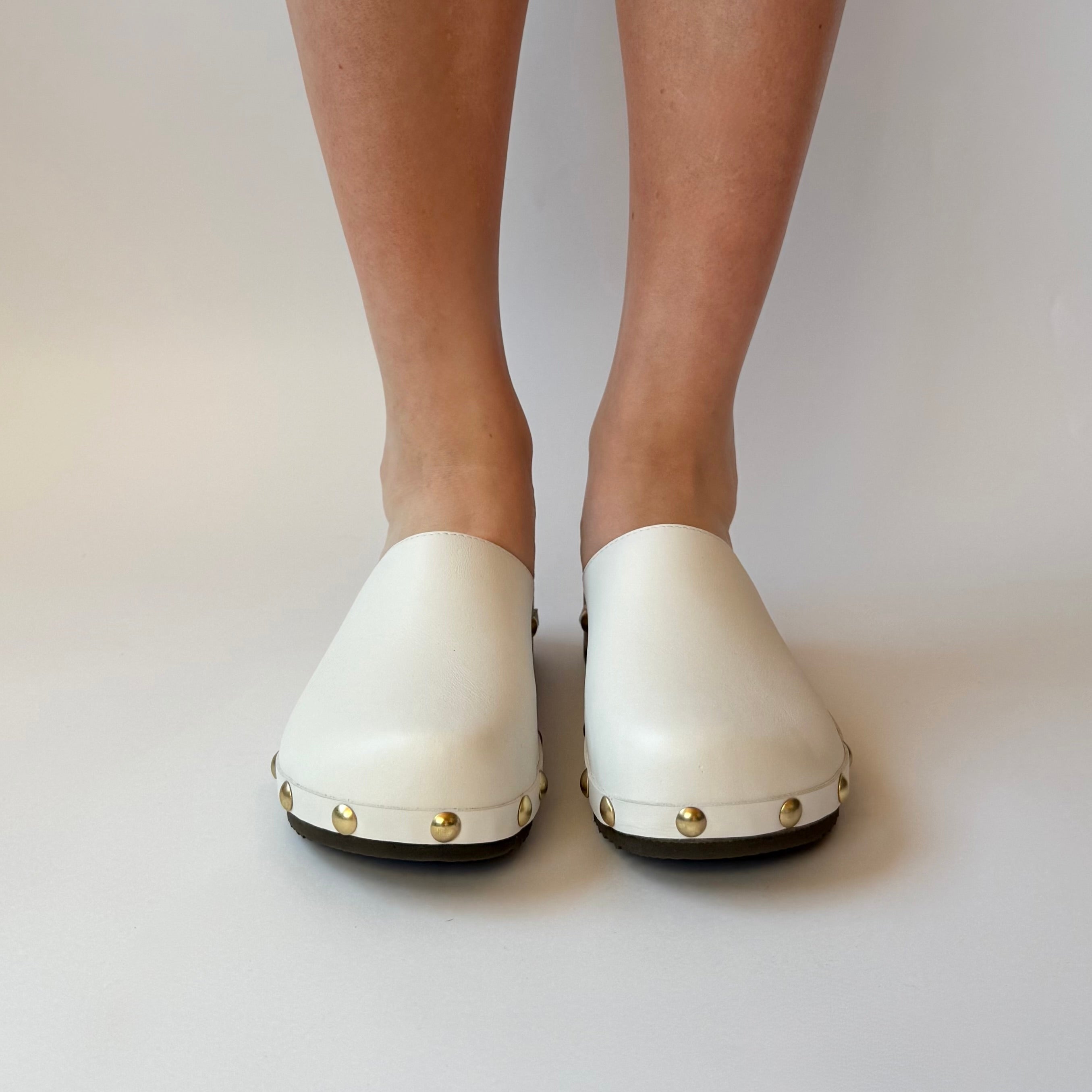 Ella I White Leather Studs