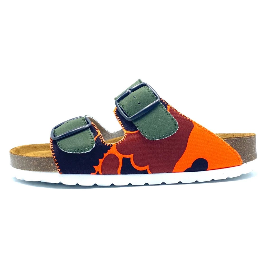 Colorful sandal with floral pattern on a white background