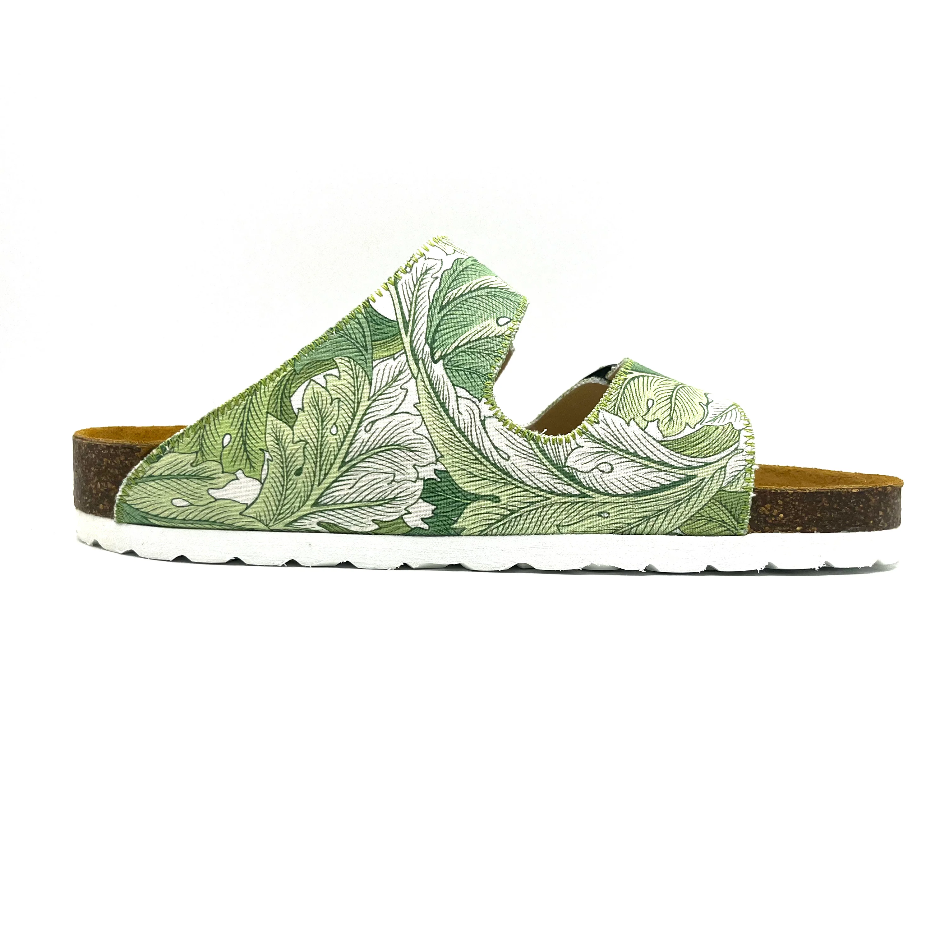 Green floral sandal on a white background