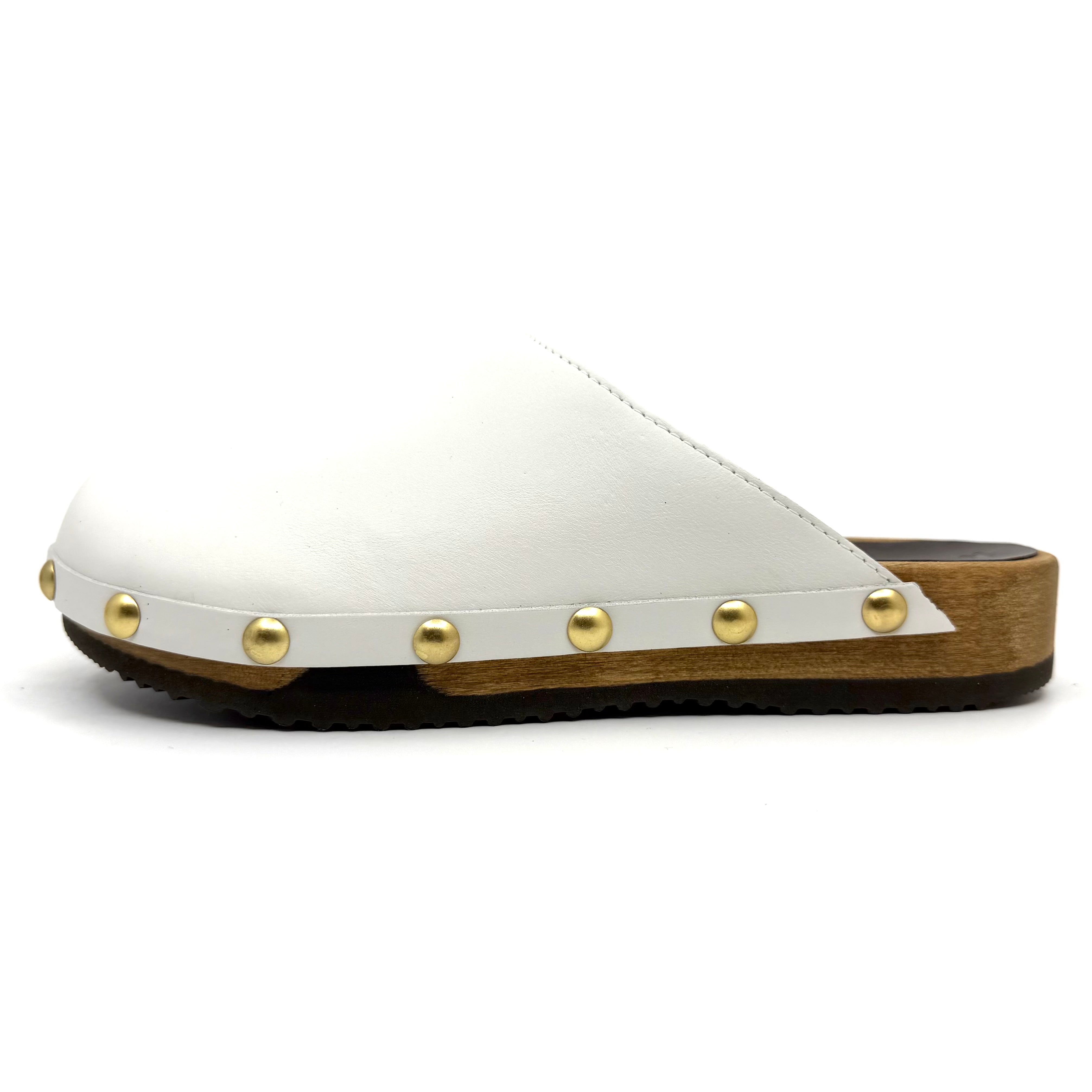 Ella I White Leather Studs