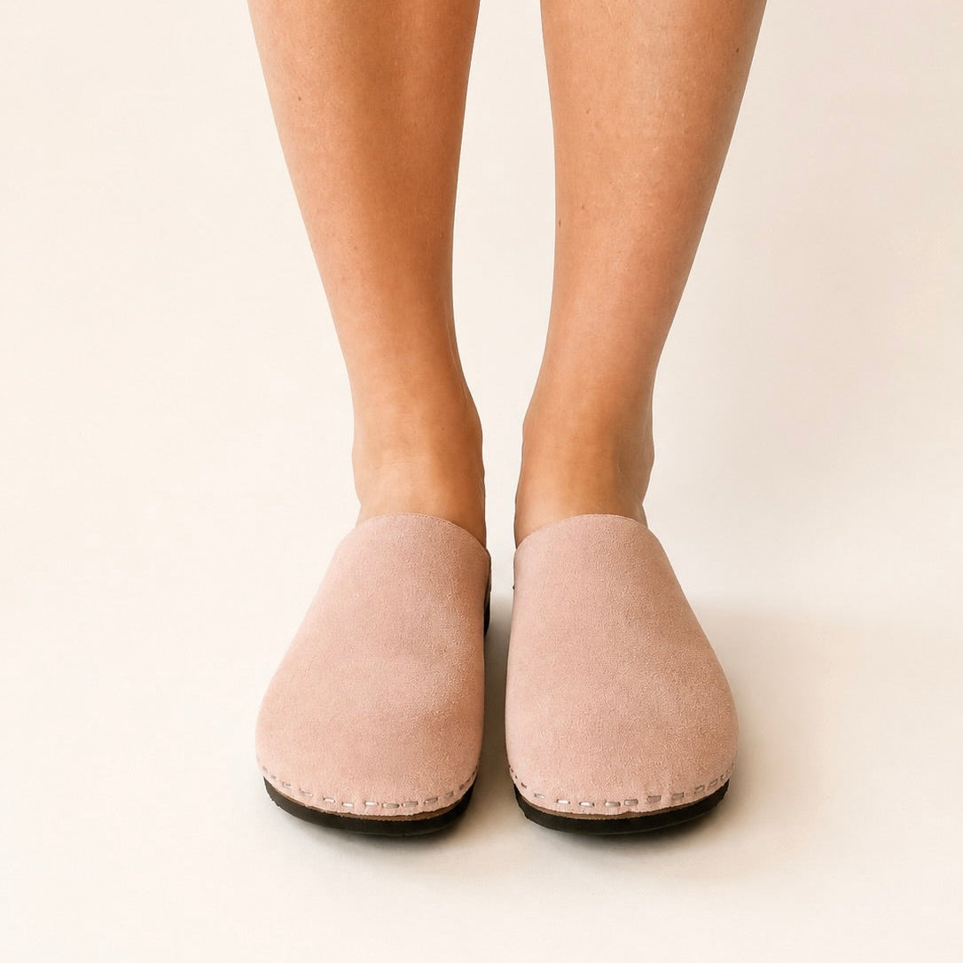 Ella | Lily Rose Suede clog shoe on a white background
