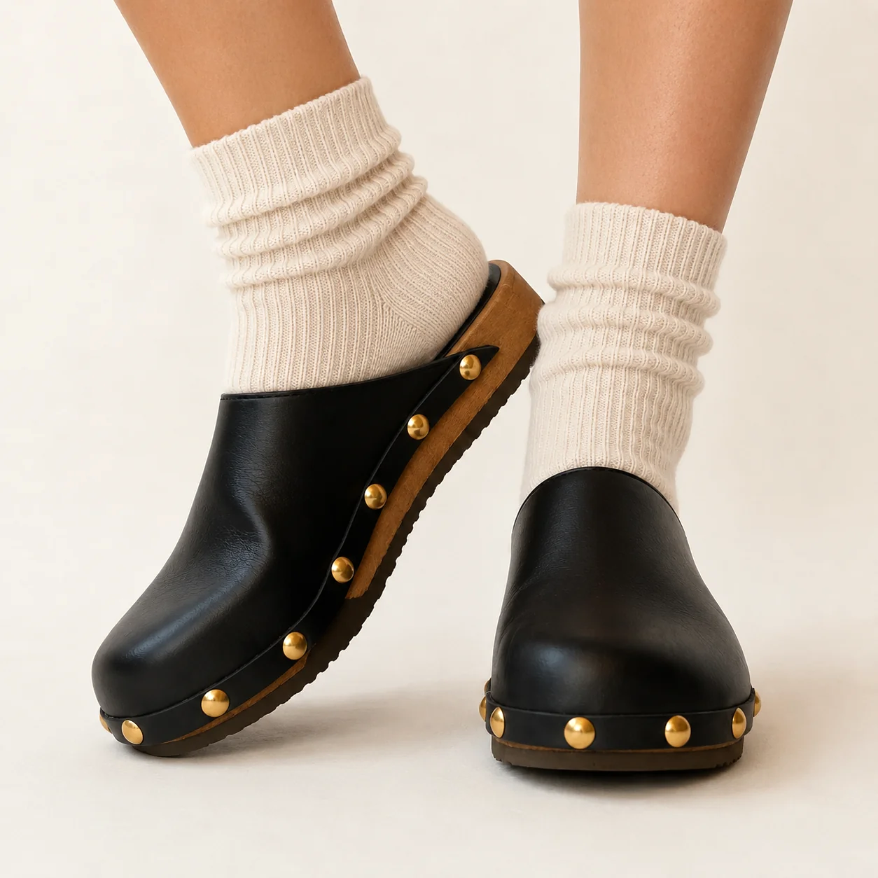 Ella | Black Leather Studs