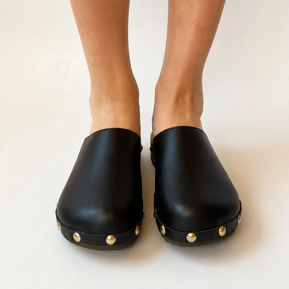 Ella | Black Leather Studs