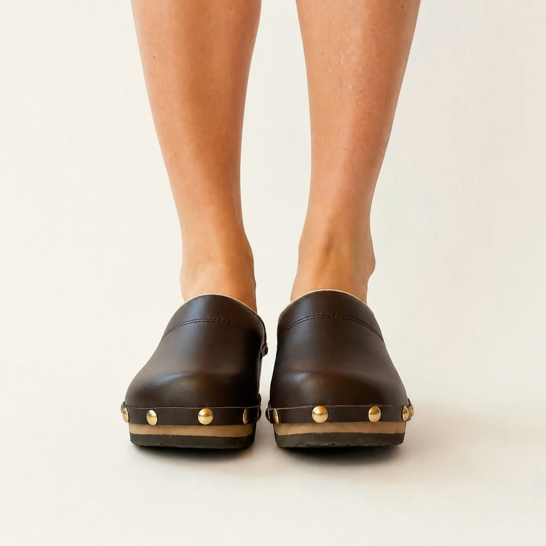 Embla | Rich Brown Leather Studs