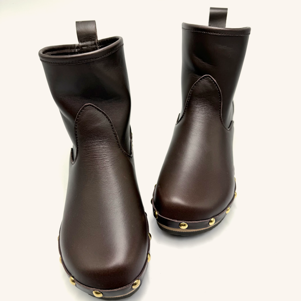 Holly | Rich Brown Leather Studs