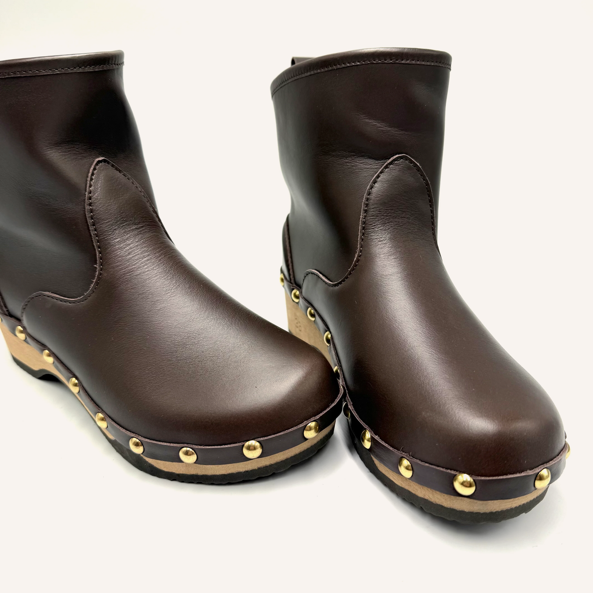 Holly | Rich Brown Leather Studs