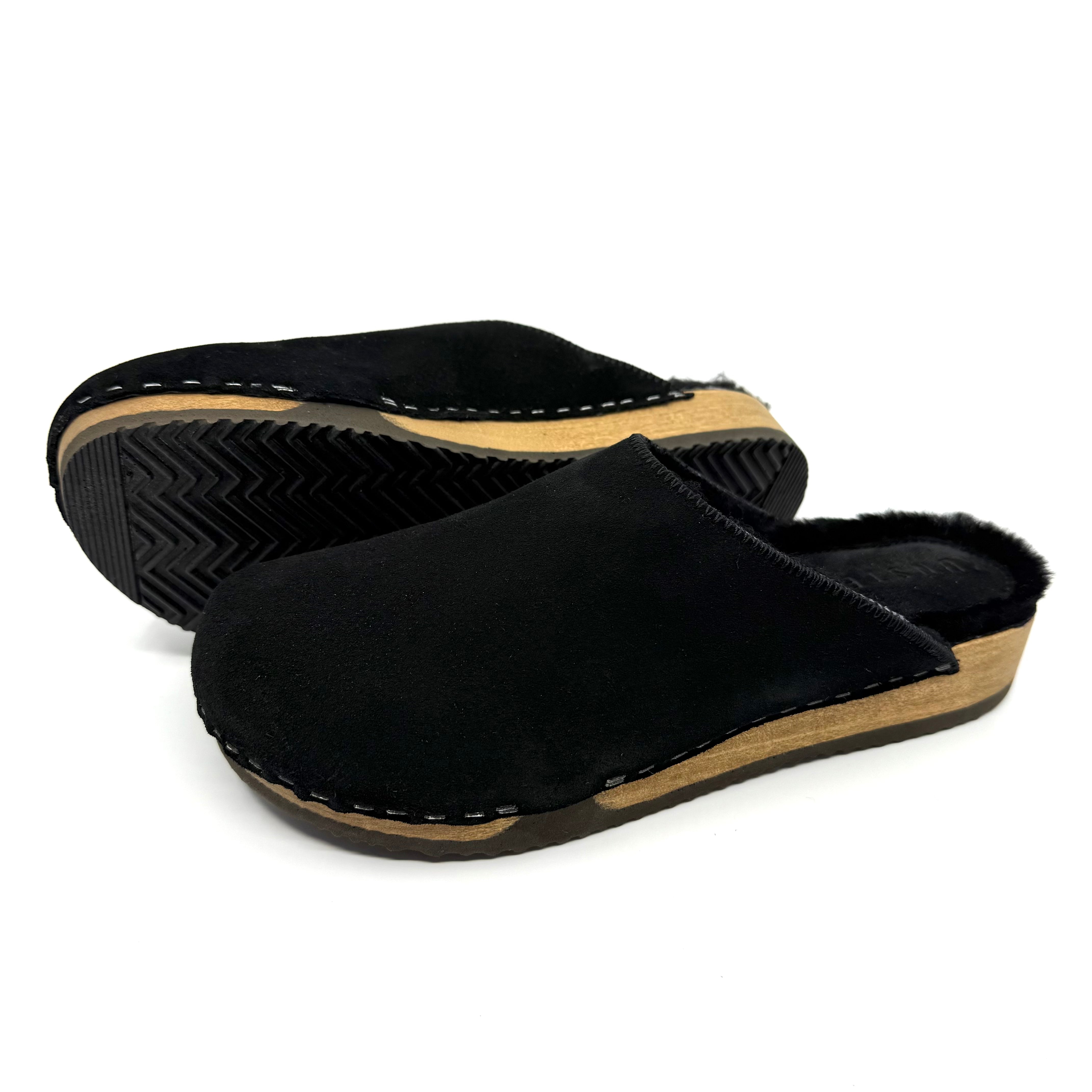 Ella I Black Suede x Black Lambswool Shearling