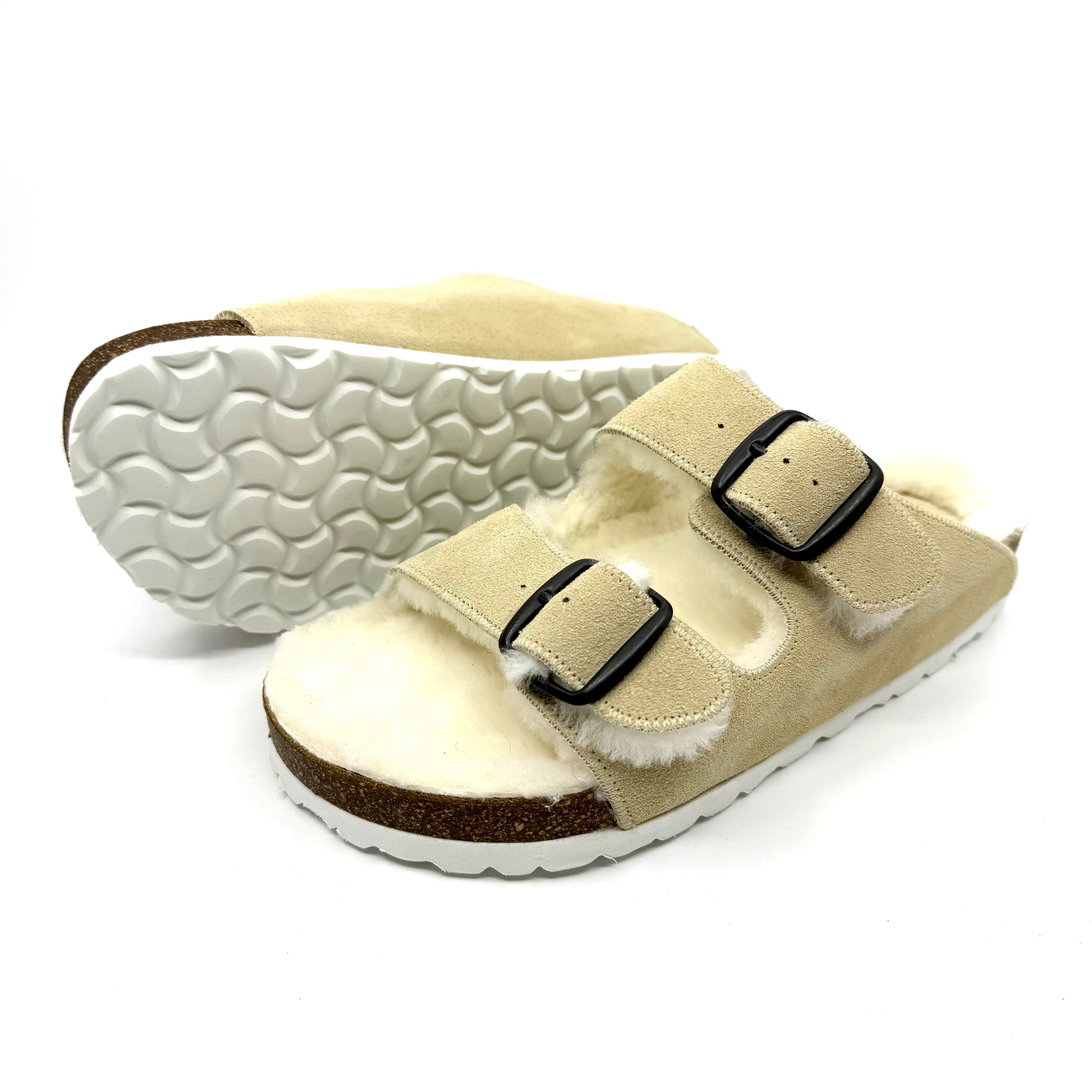 Thora I Beige Suede x Lambswool Shearling