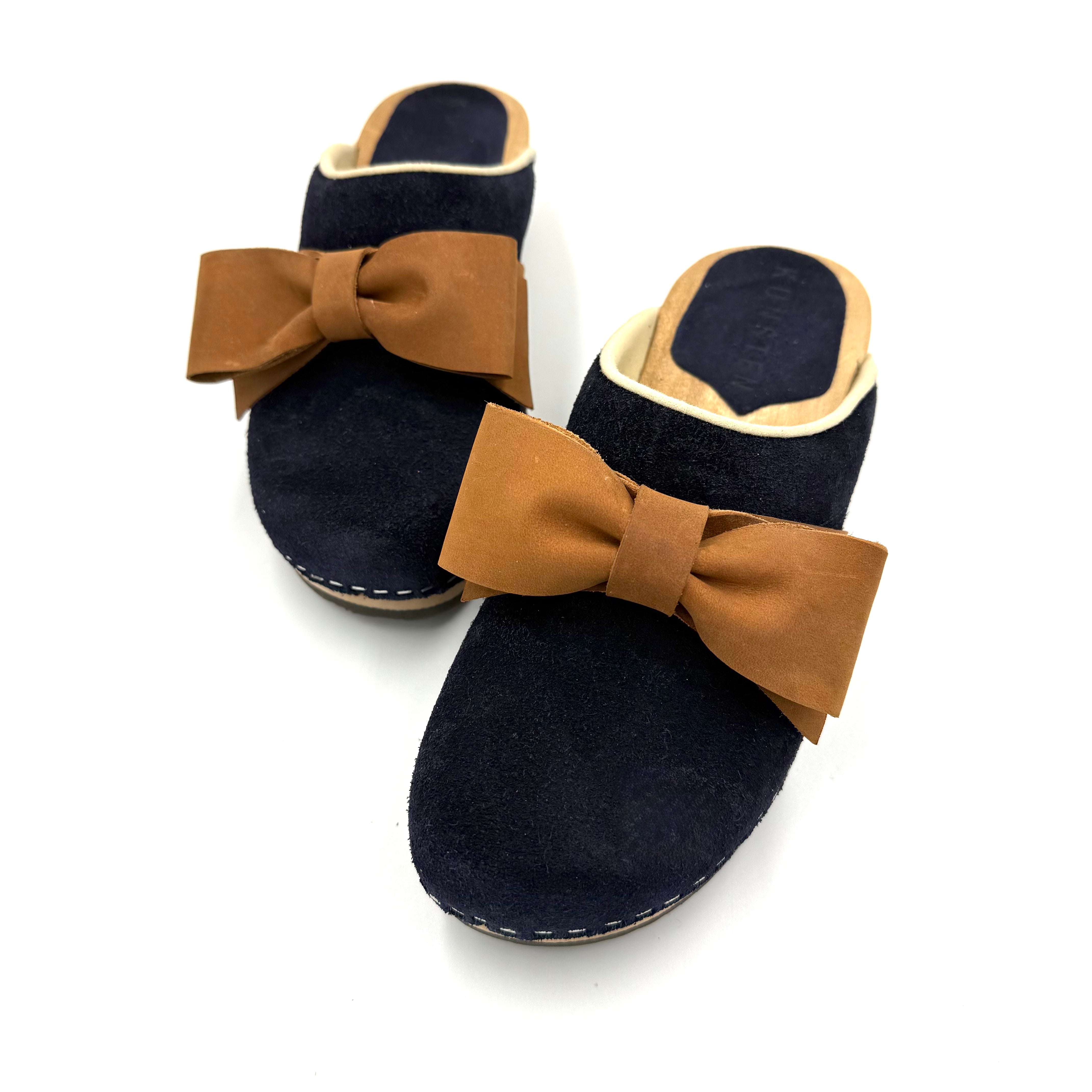 Embla Bow | Midnight Navy Suede x Brown Nubuck